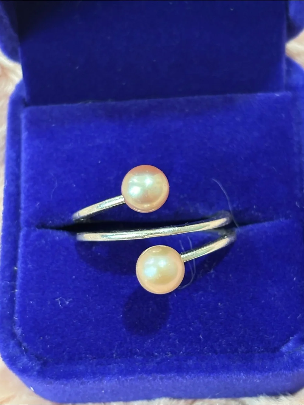 Sterling silver real  Pearl Open Band Ring - Women Jewelry